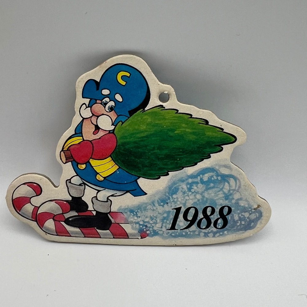 Cap'n Crunch 1988 Cardboard Christmas Ornament Quaker Oats Cereal Box Prize